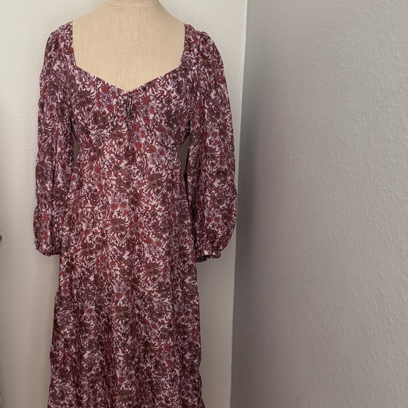 J Crew Re-Imagine Sweetheart Long Sleeve Midi Dress Smocked  Sz 6 in Fete Floral - Picture 8 of 9